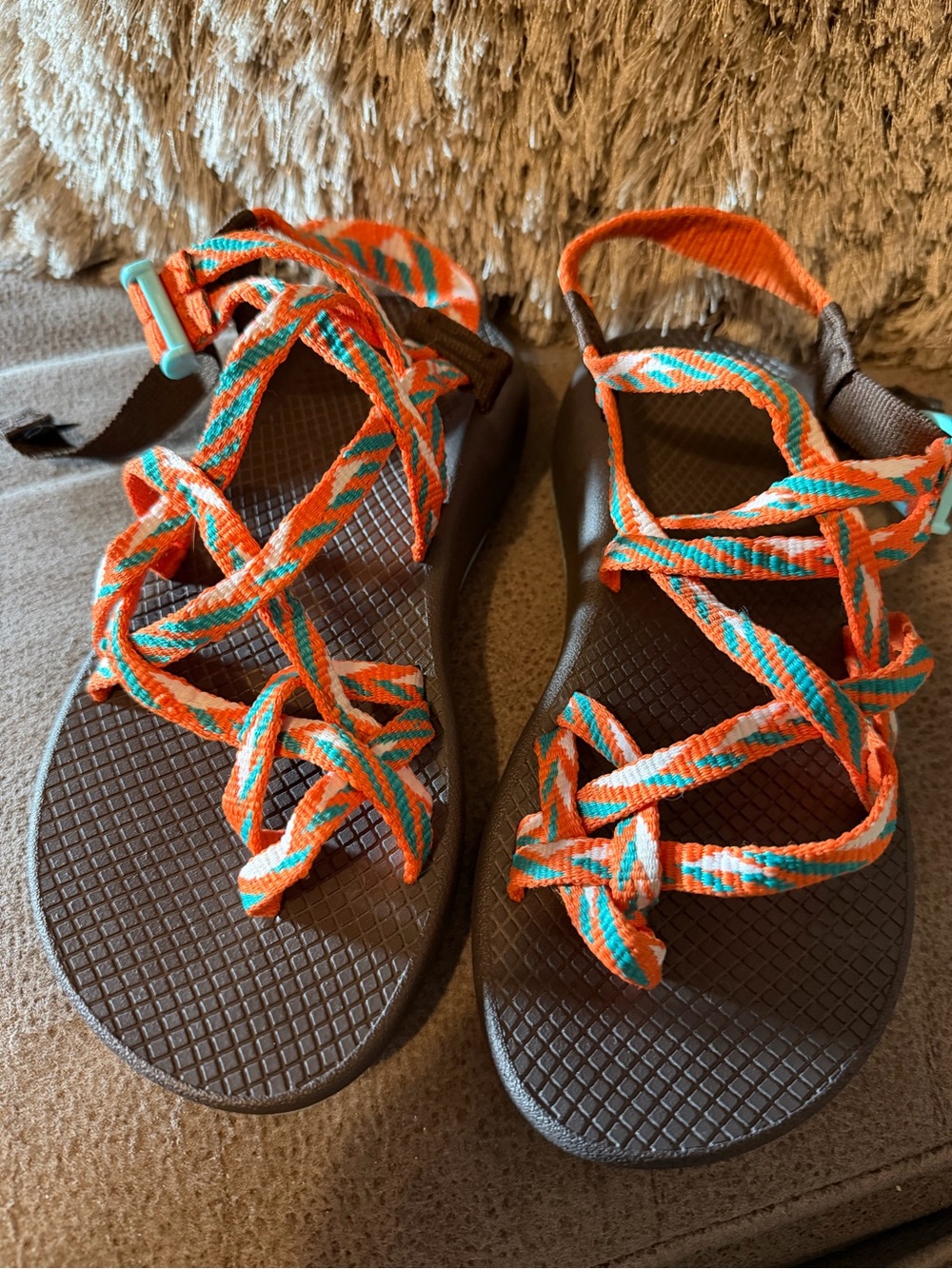 Chaco Women's Orange and Teal Strappy Sandals